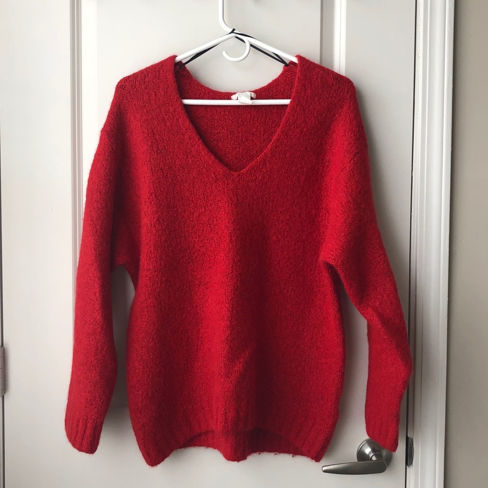 Red v-neck sweater